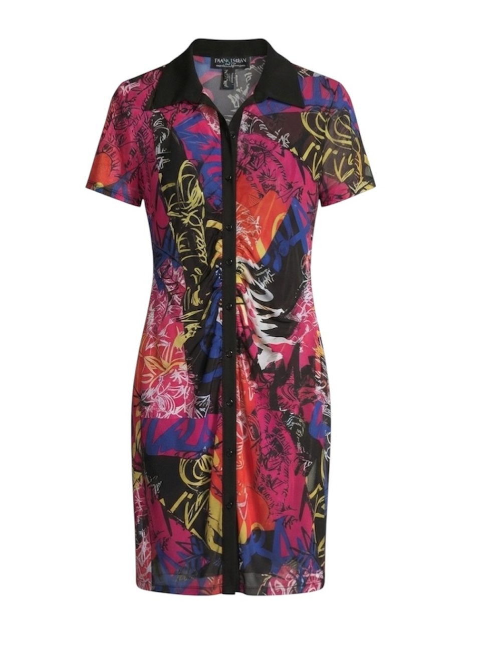 NWT Frank Lyman Graffiti Print Shirt Dress with Black Slip – Size 10